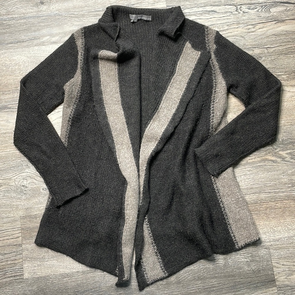 360 Sweater Merino Wool Blend Grey Open Front High Low Cardigan Sweater, size XS